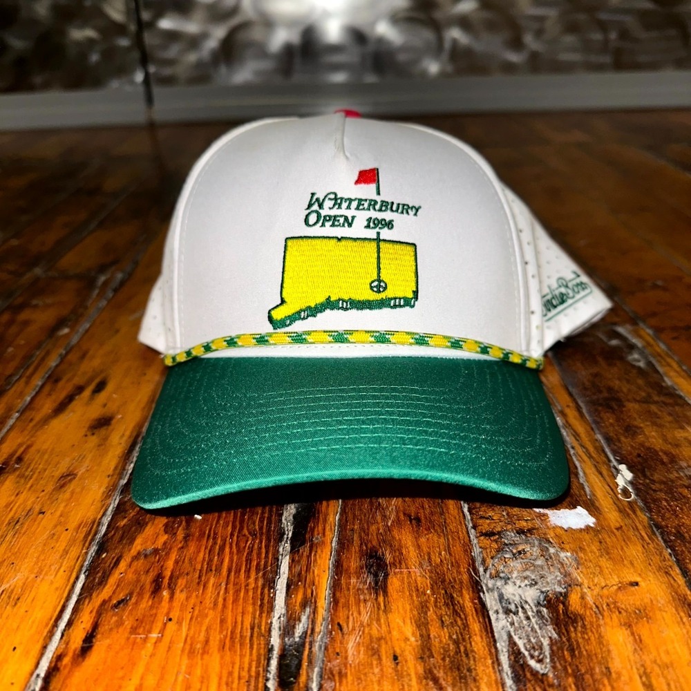 BirdieBoss Rope Hat Men's One Size White Green Waterbury Open 1996 Snapback